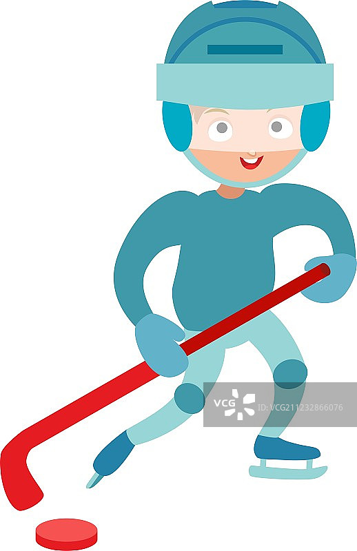 可爱的自信冰球运动员男孩图片素材