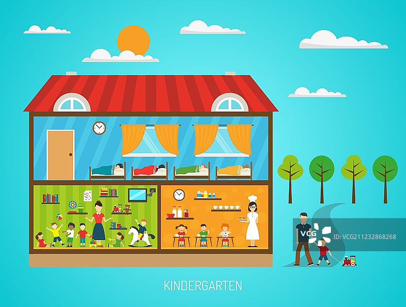 幼儿园扁平风海报图片素材