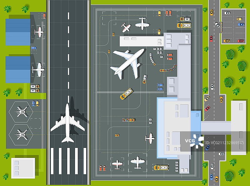 机场俯视角度图片素材