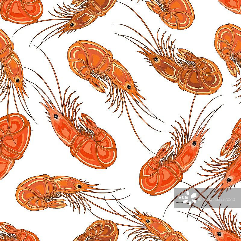 带有处理好的虾的无缝背景图片素材