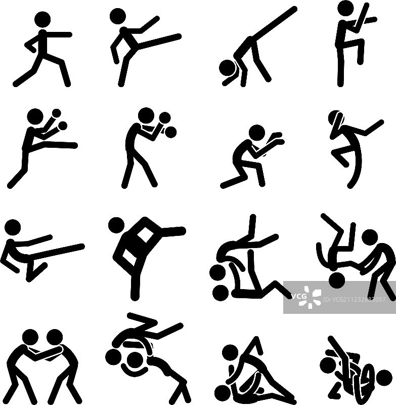 武术运动象形图标图片素材