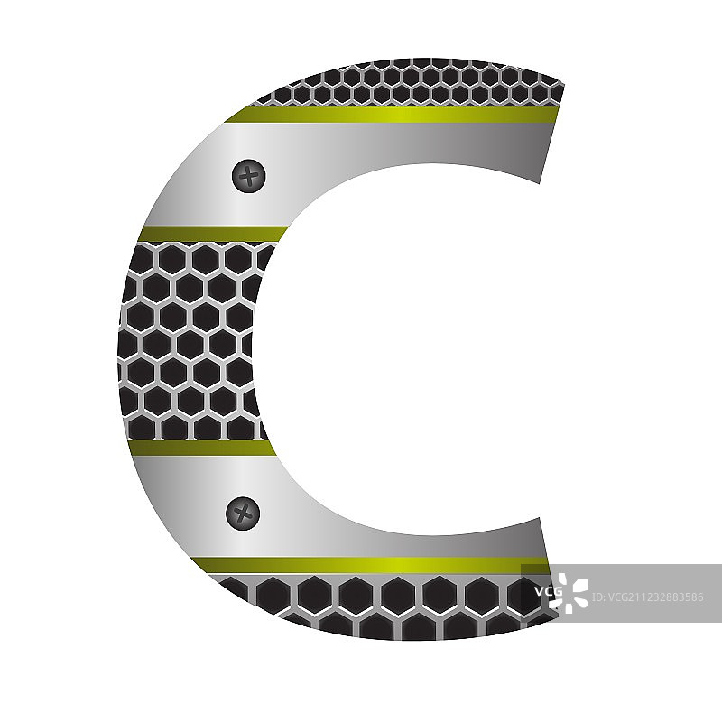穿孔金属字母C图片素材