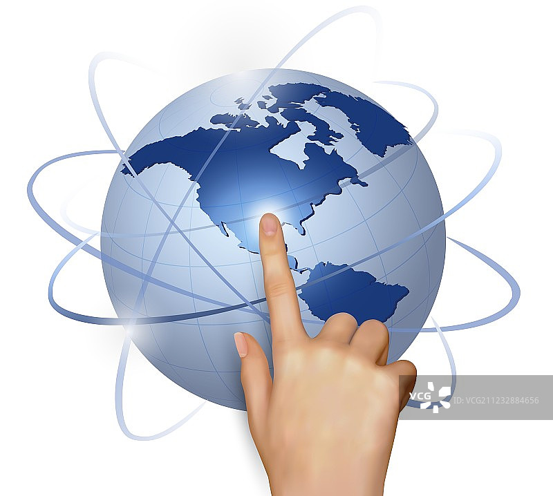 手指触摸地球图片素材