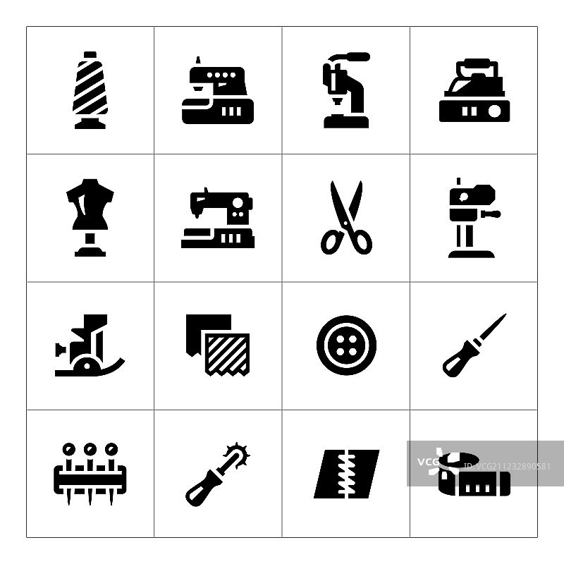 缝纫图标集图片素材