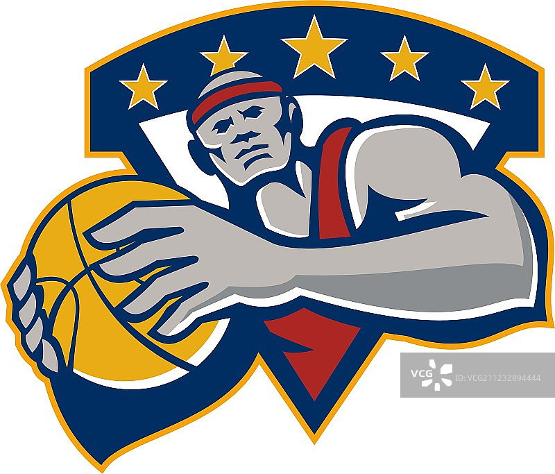 手持篮球的复古篮球运动员图片素材