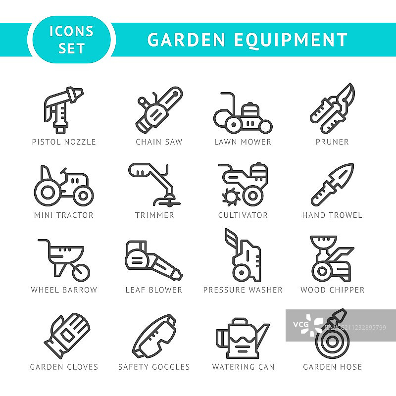 园林设备线性图标集图片素材