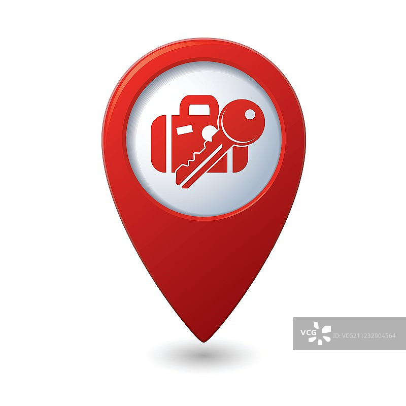 行李箱和红色指针钥匙图片素材