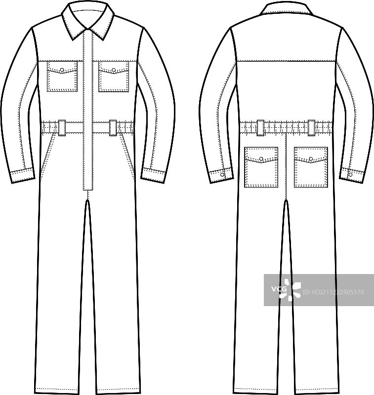 工作服正面和背面图片素材