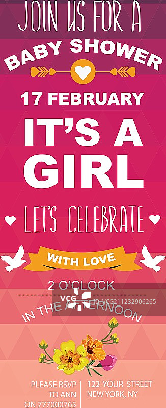 婴儿派对邀请函图片素材