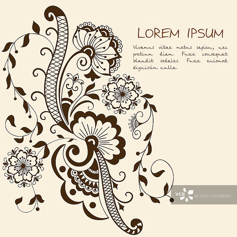 印度曼海蒂风格抽象花卉元素图片素材