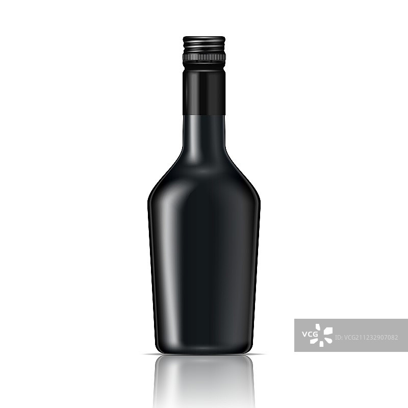 带螺旋盖的黑色玻璃利口酒瓶图片素材