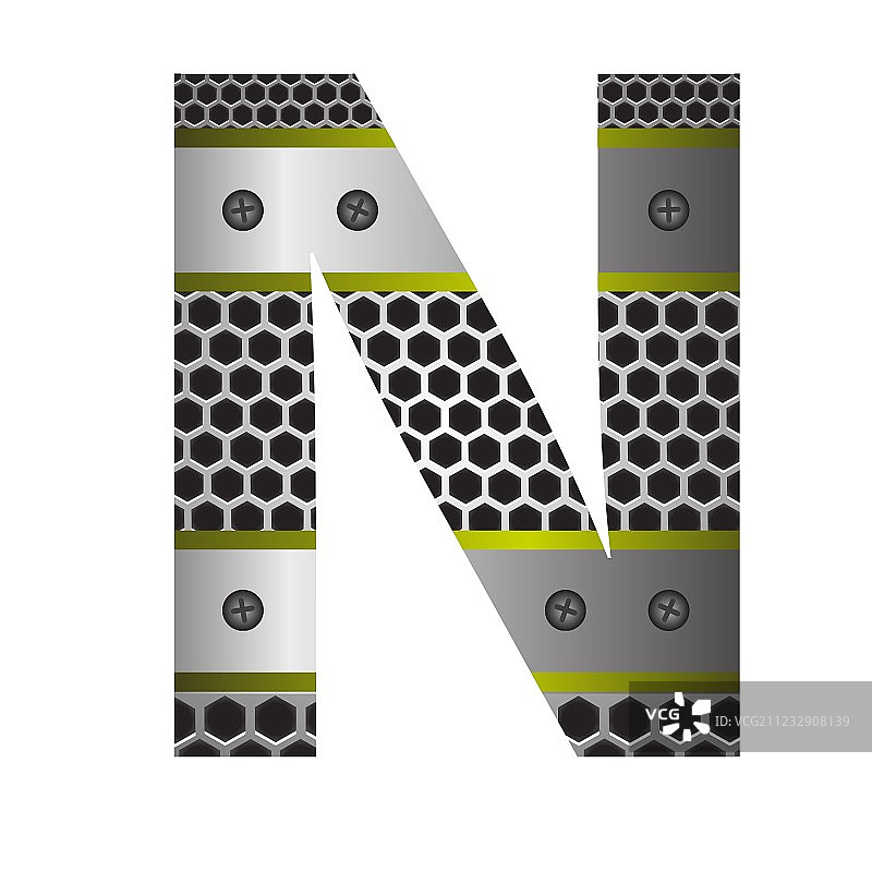 穿孔金属字母N图片素材
