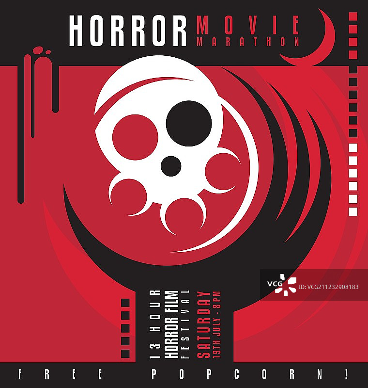 恐怖电影节扁平化设计概念图片素材