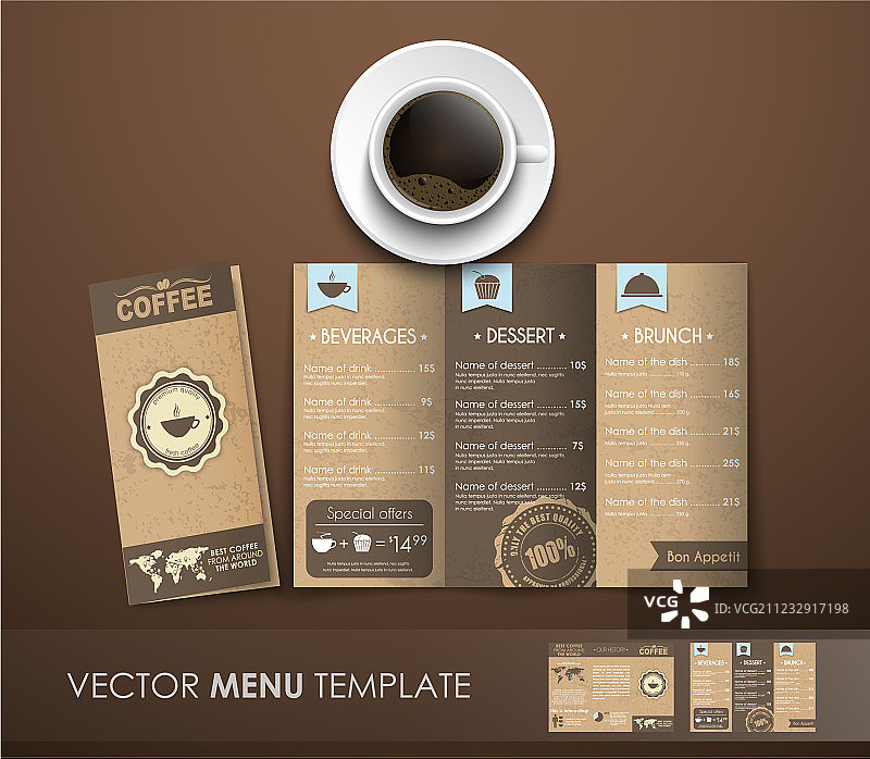 咖啡菜单样机与咖啡杯图片素材