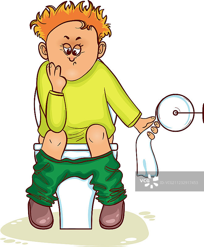 有胃部问题的男人坐在马桶上图片素材