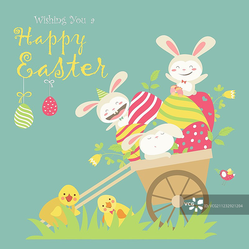 复活节兔子和彩蛋图片素材