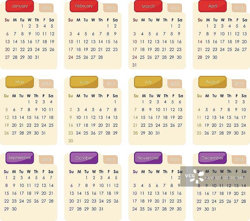 2013年日历图片素材