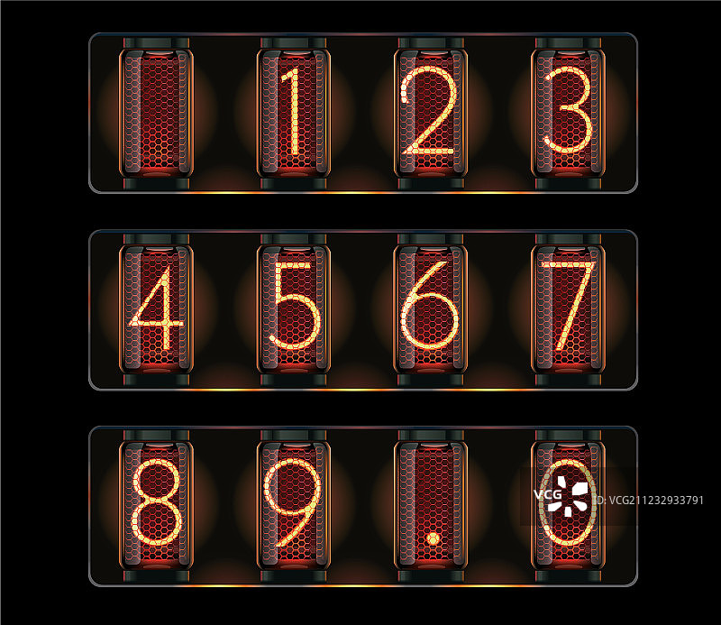 带数字的矢量辉光管图片素材