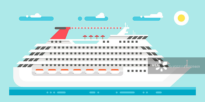 扁平风格豪华邮轮图片素材