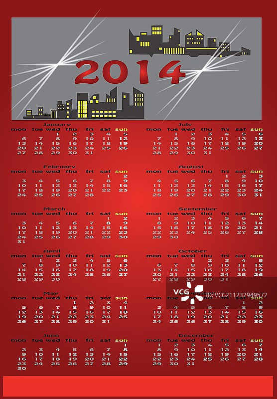 红色2014年日历图片素材