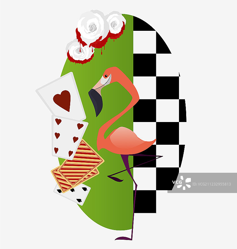 爱丽丝梦游仙境火烈鸟槌球图片素材