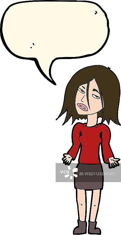 卡通女人耸肩讲话图片素材