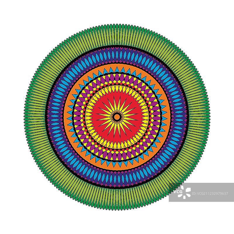 成人涂色书页圆形图案曼陀罗图片素材