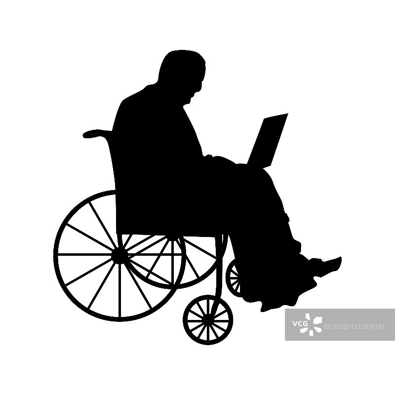 坐轮椅的男人或女人剪影图片素材