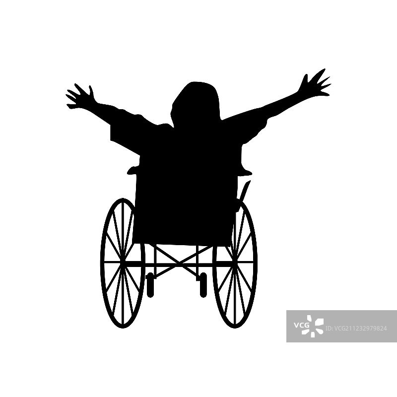 坐轮椅的男人或女人剪影图片素材