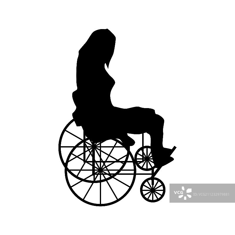 坐轮椅的男人或女人剪影图片素材