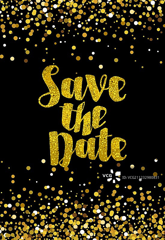 金色闪光婚礼邀请函图片素材