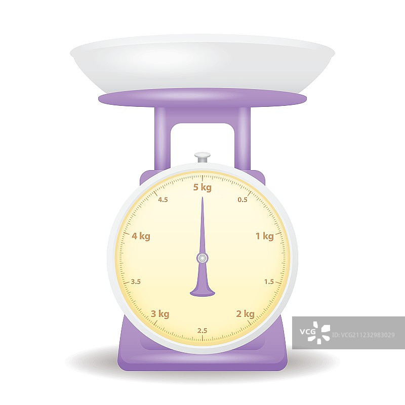 白色背景上的紫色体重秤图片素材