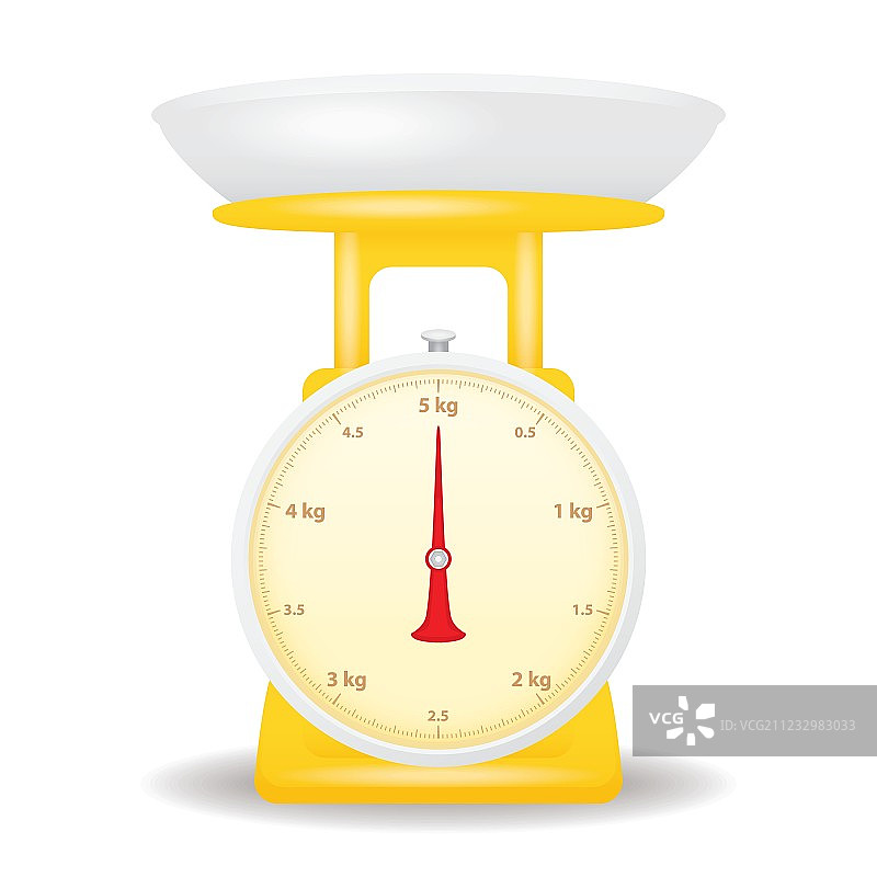 白色背景上的黄色市场秤图片素材