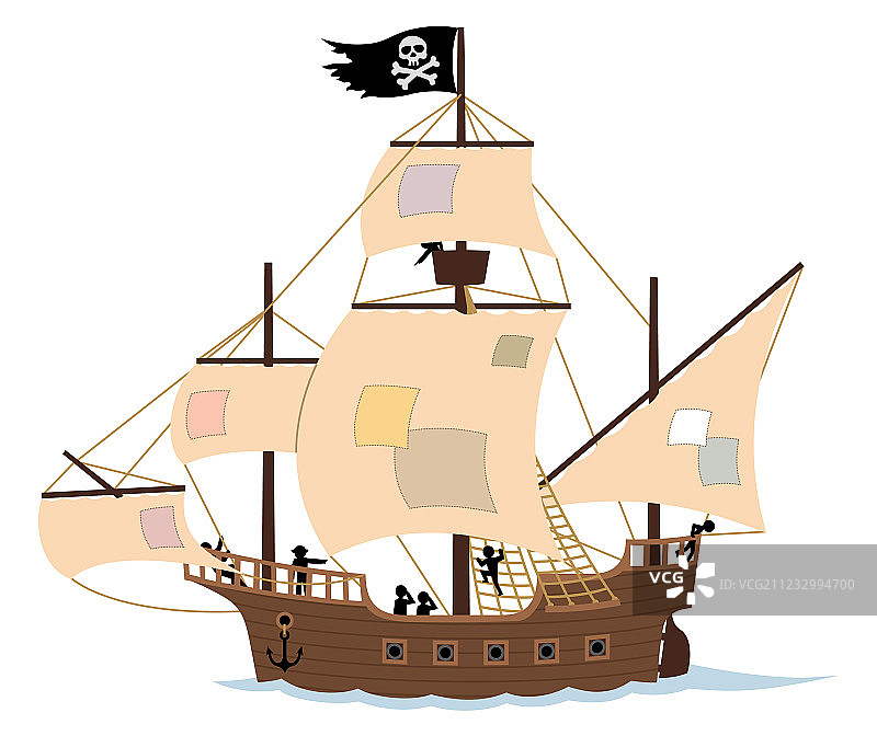 白色背景上的海盗船图片素材