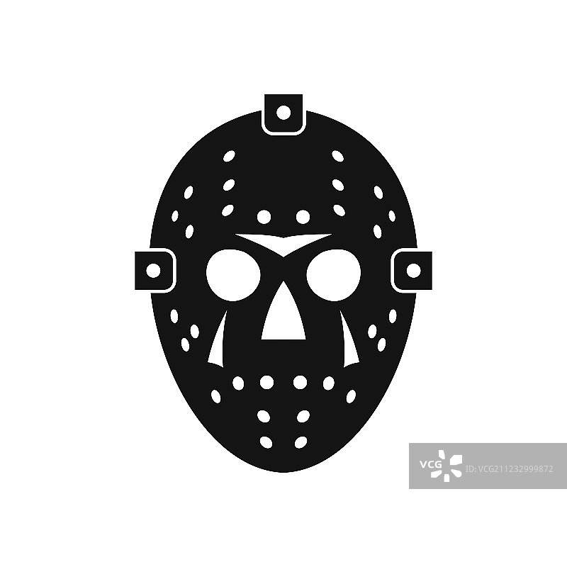万圣节曲棍球面具黑色简约图标图片素材