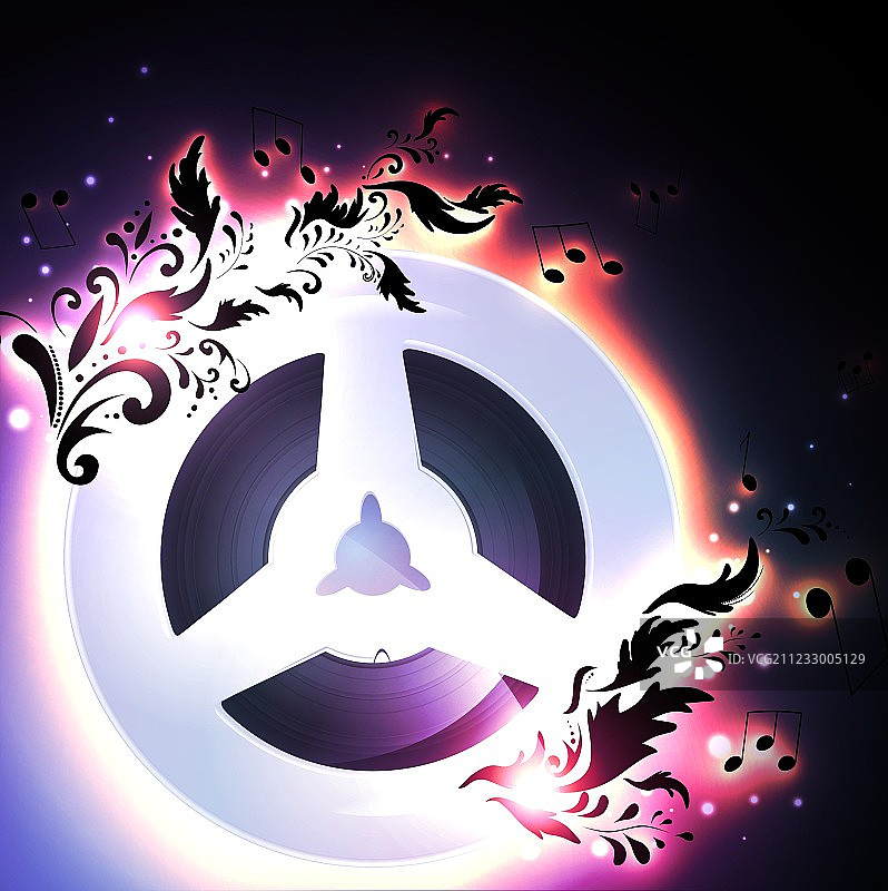 带花卉图案的复古磁带图片素材