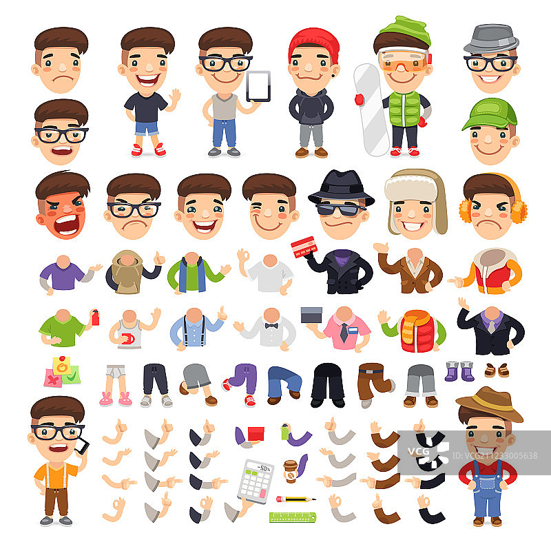 休闲装扮的卡通人物图片素材