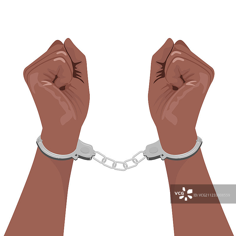 戴手铐的非裔美国人图片素材