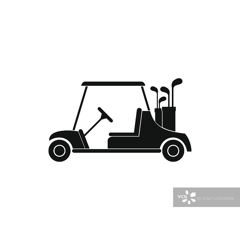 红色高尔夫球车黑色简约图标图片素材