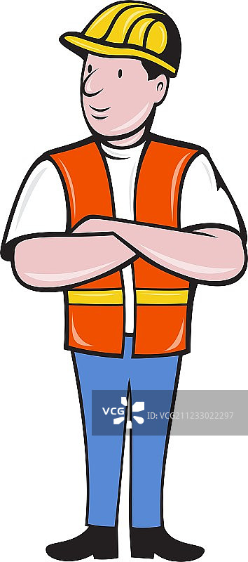 双手交叉的建筑工人图片素材