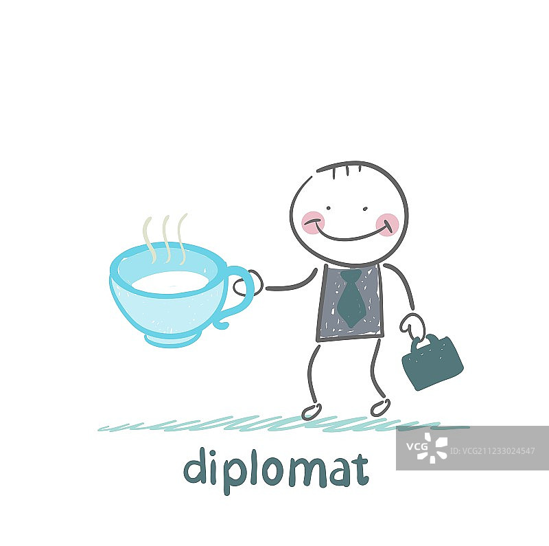 喝茶的外交官图片素材