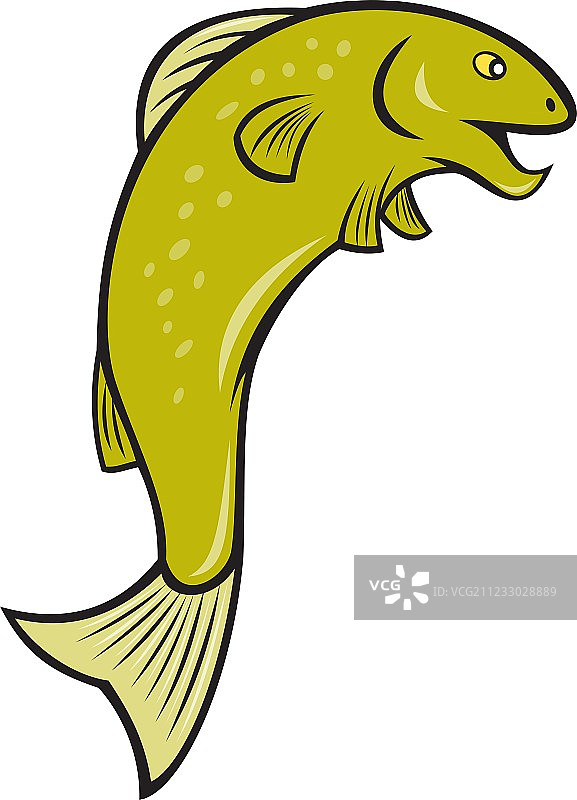 卡通斑点鳟鱼跳跃图片素材