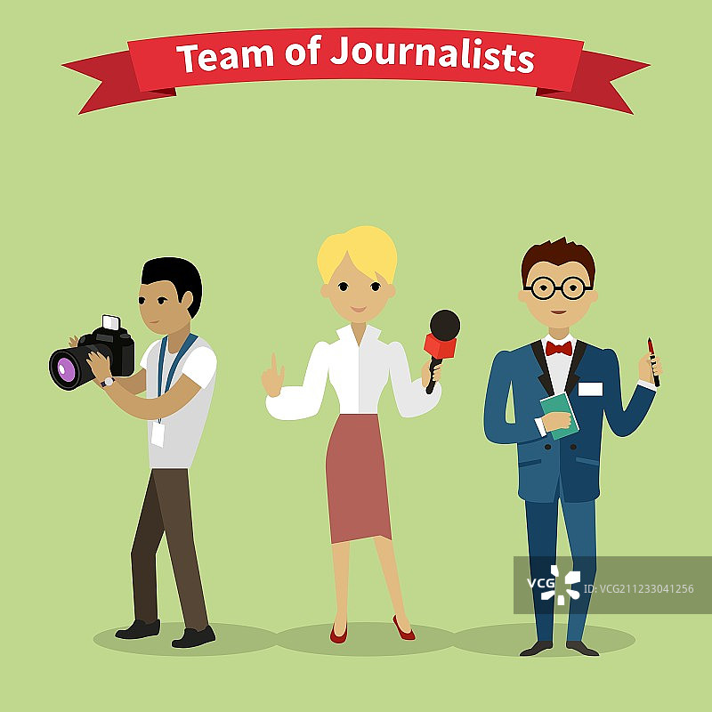 记者团队扁平风格图片素材