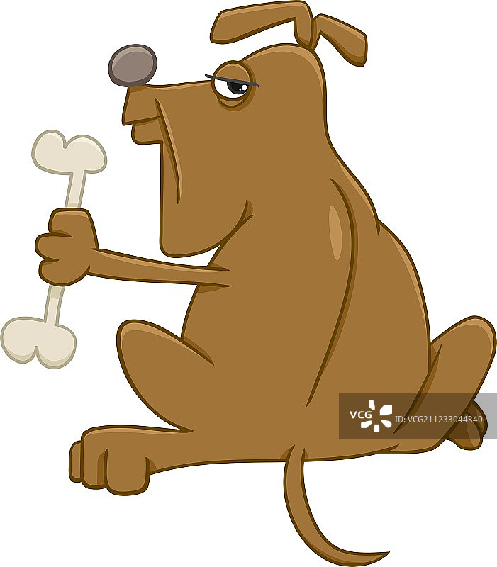卡通狗叼着骨头图片素材