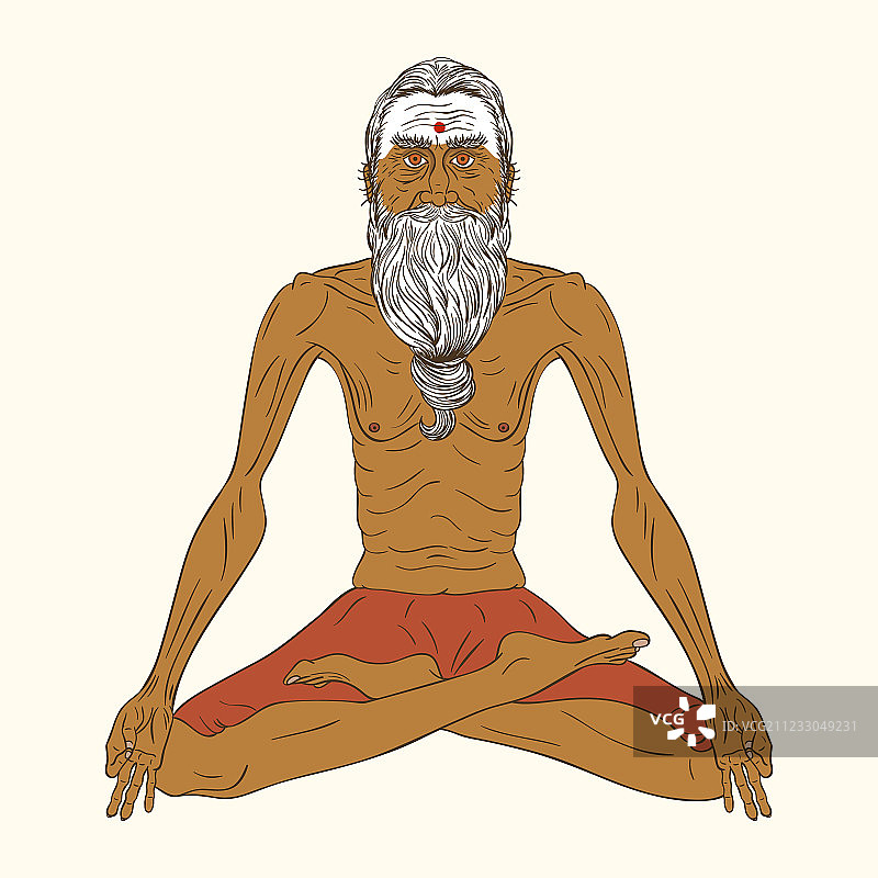 年长的印度瑜伽修行者图片素材