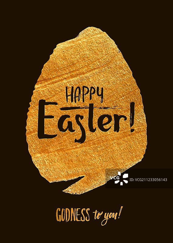 金色箔片书法复活节快乐贺卡图片素材