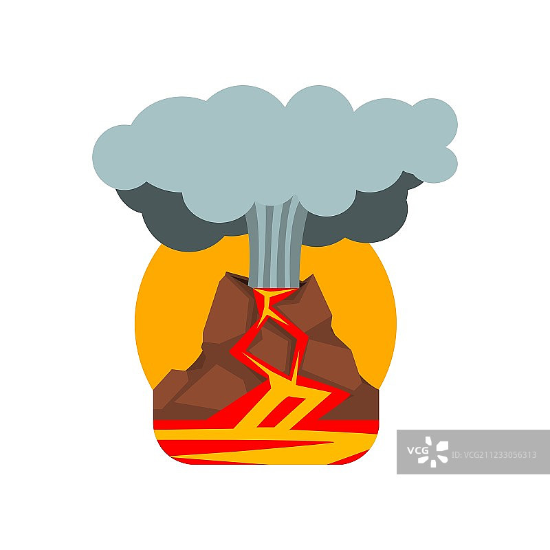 火山喷发自然力量贴纸图片素材