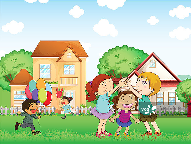 孩子们在户外玩耍图片素材