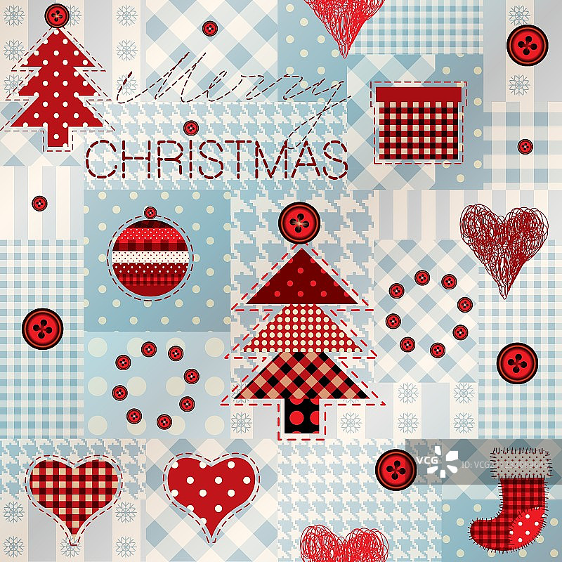 圣诞节主题拼布风格图案图片素材