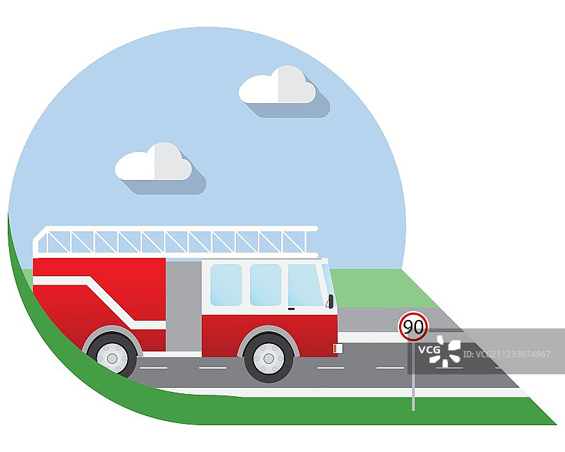 扁平风格城市交通消防车侧面图片素材